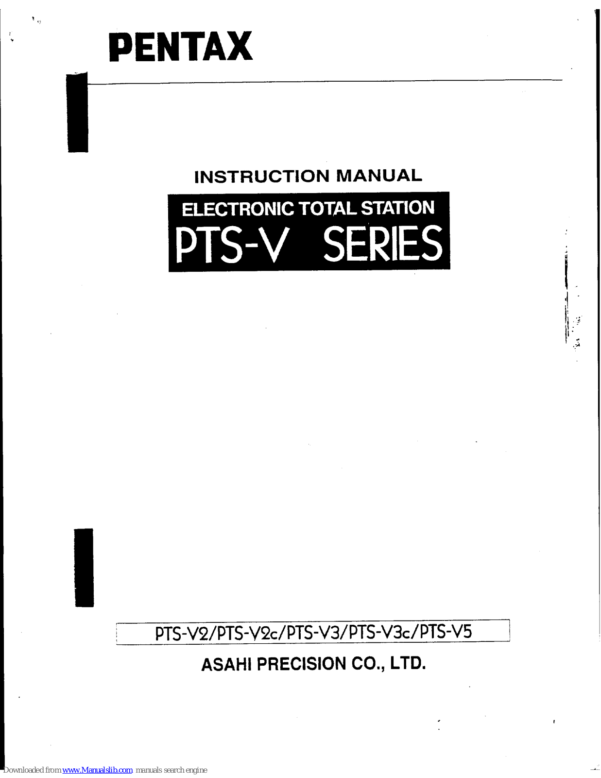 Pentax PTS-V2, PTS-V2c, PTS-V3, PTS-V3c, PTS-V5 Instruction Manual