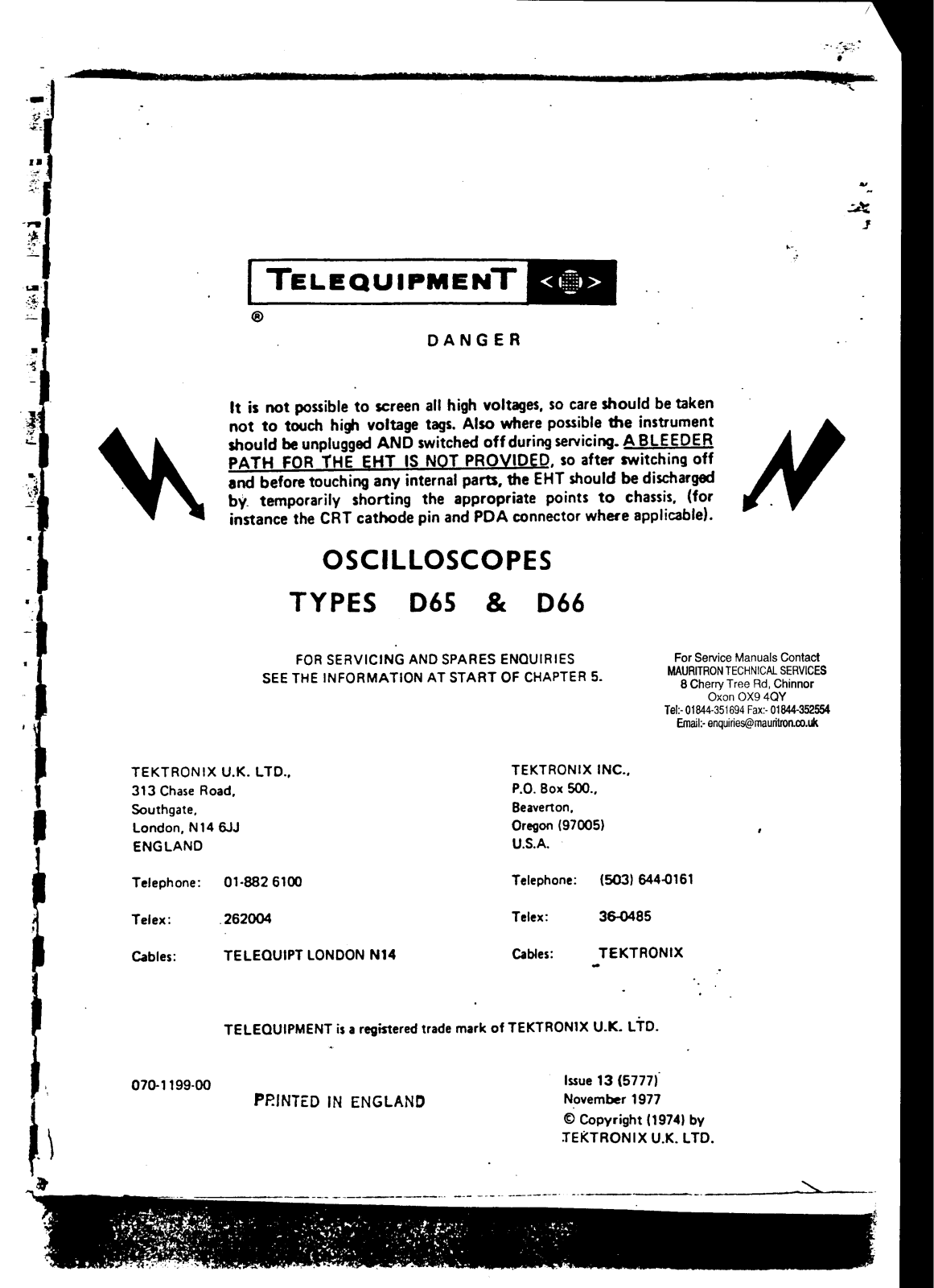Telequipment D66 Service manual