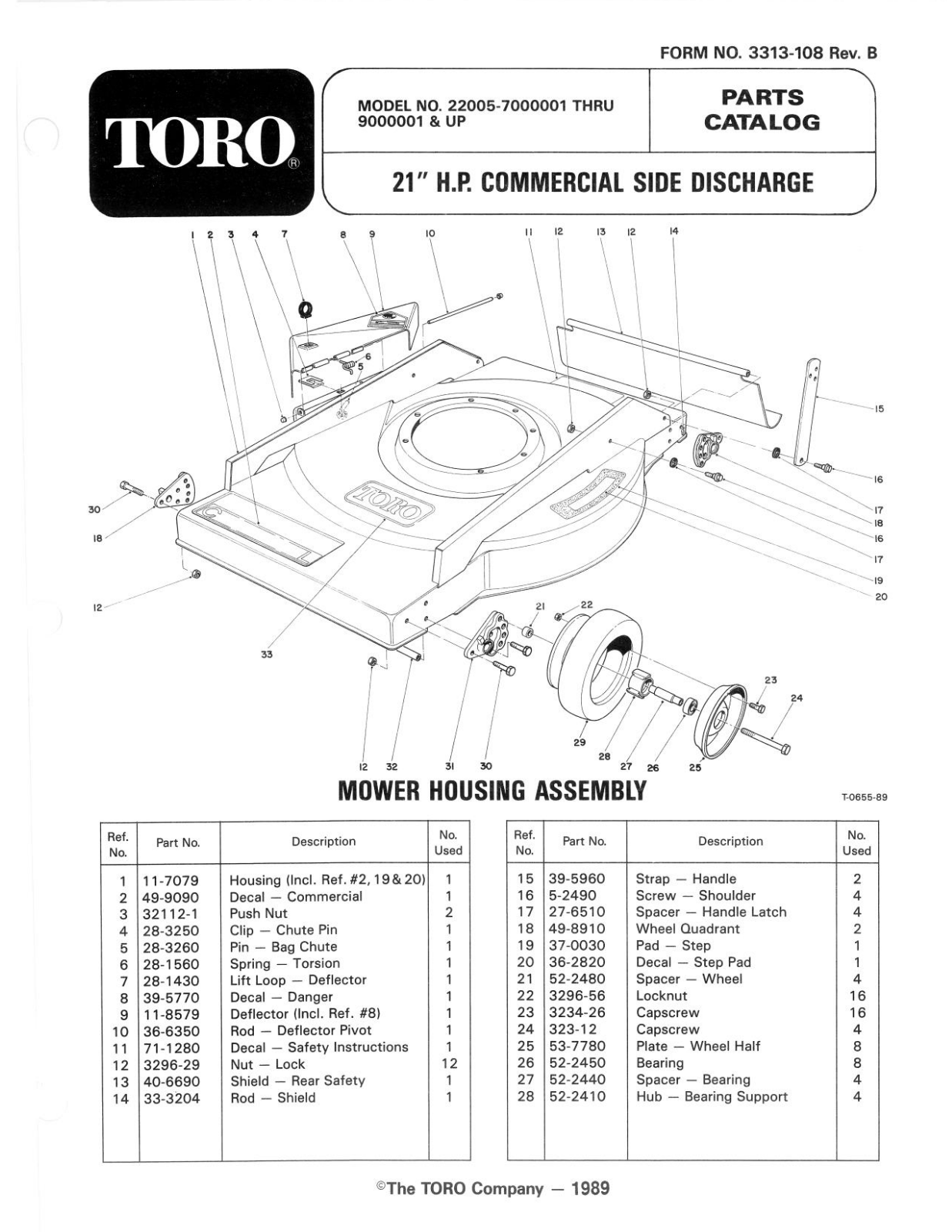 Toro 22005 Parts Catalogue