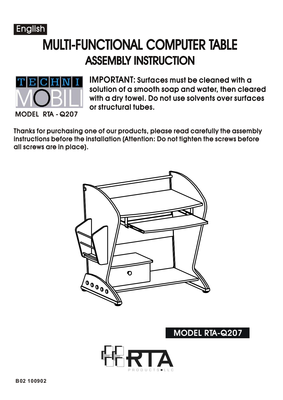 RTA Products RTA-Q207 User Manual