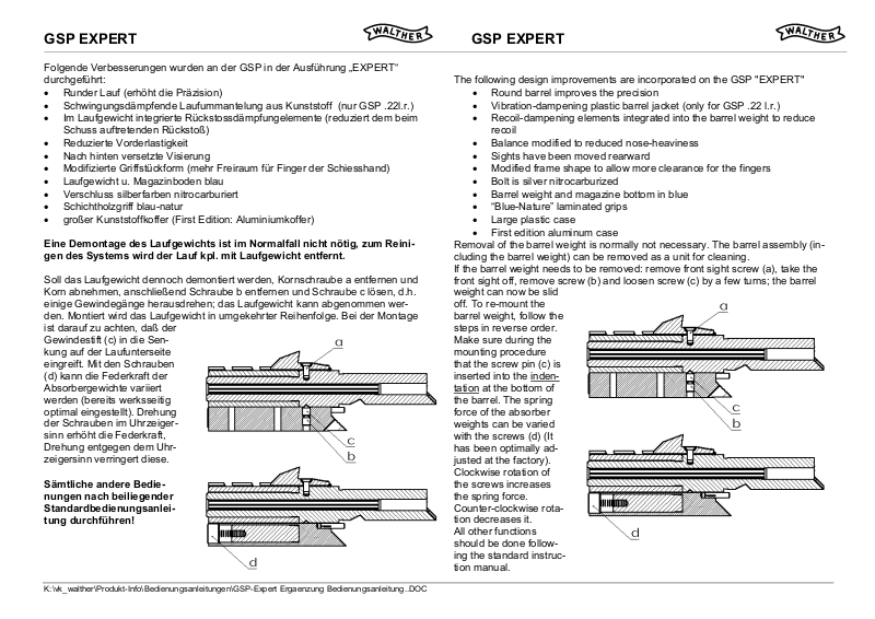 Walther GSP Expert Instruction Manual