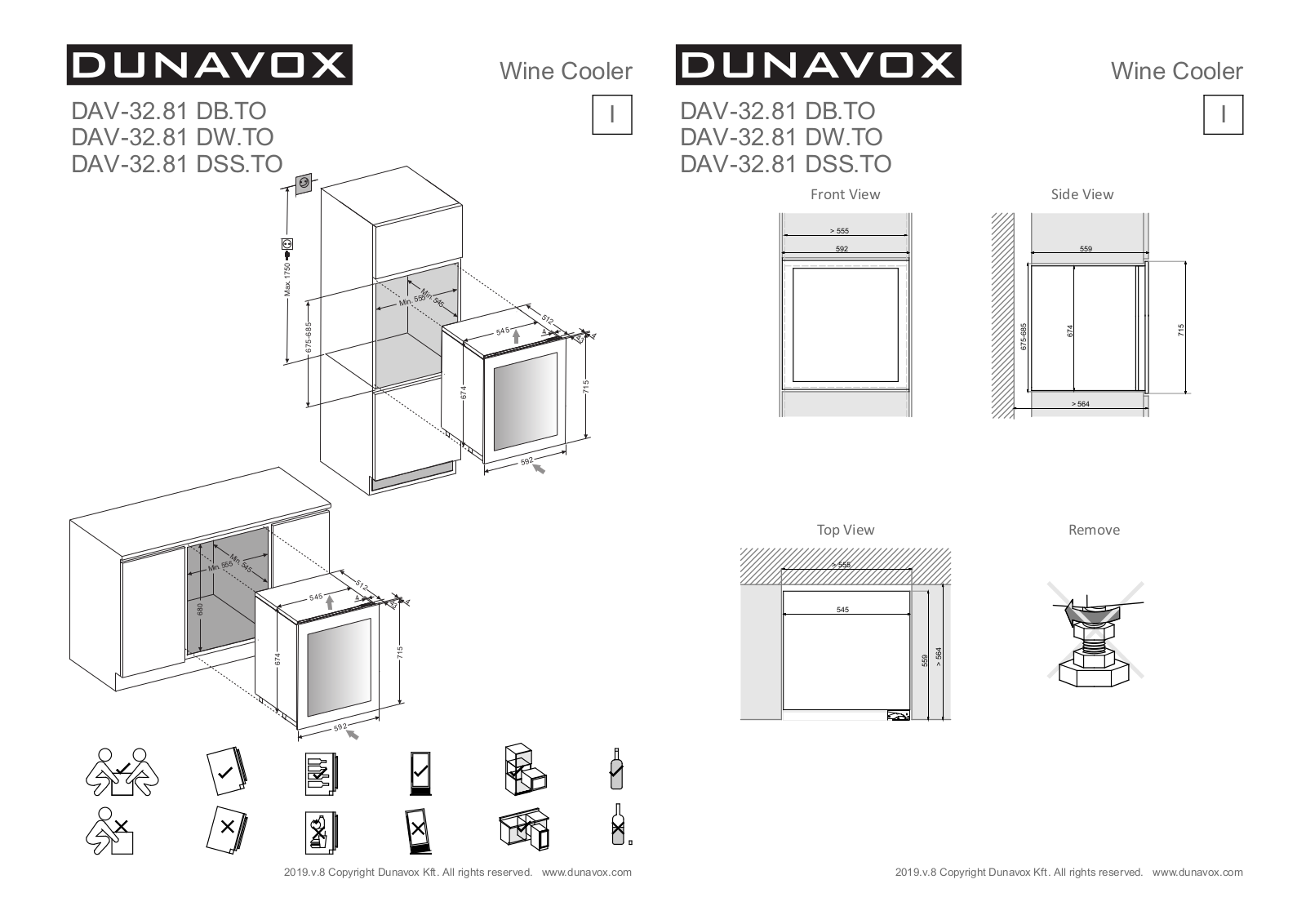 Dunavox DAV-32.81 DB.TO, DAV-32.81 DSS.TO, DAV-32.81 DW.TO Dimensions