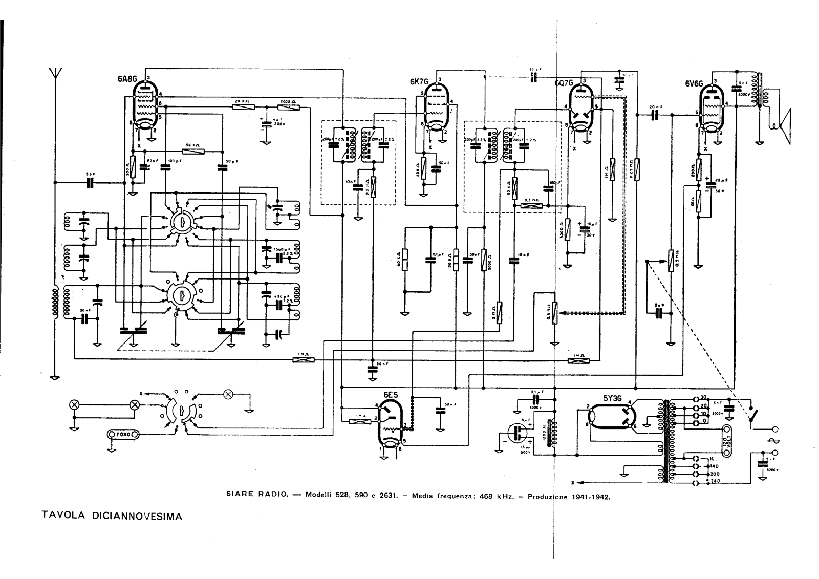 Siare Crosley 529, 590, 2631 schematic