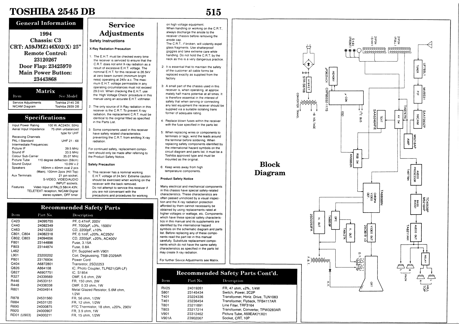 Toshiba 2545DB Schematic