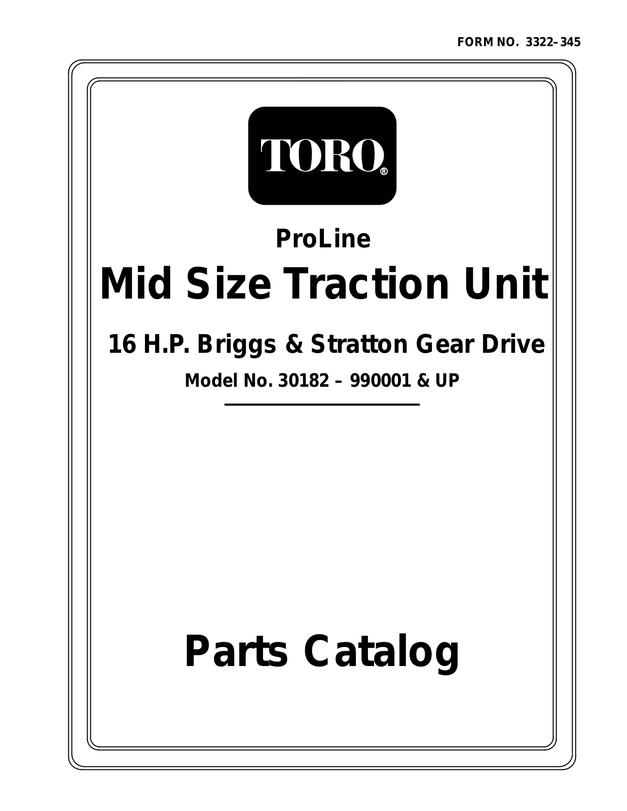 Toro 30182 Parts Catalogue