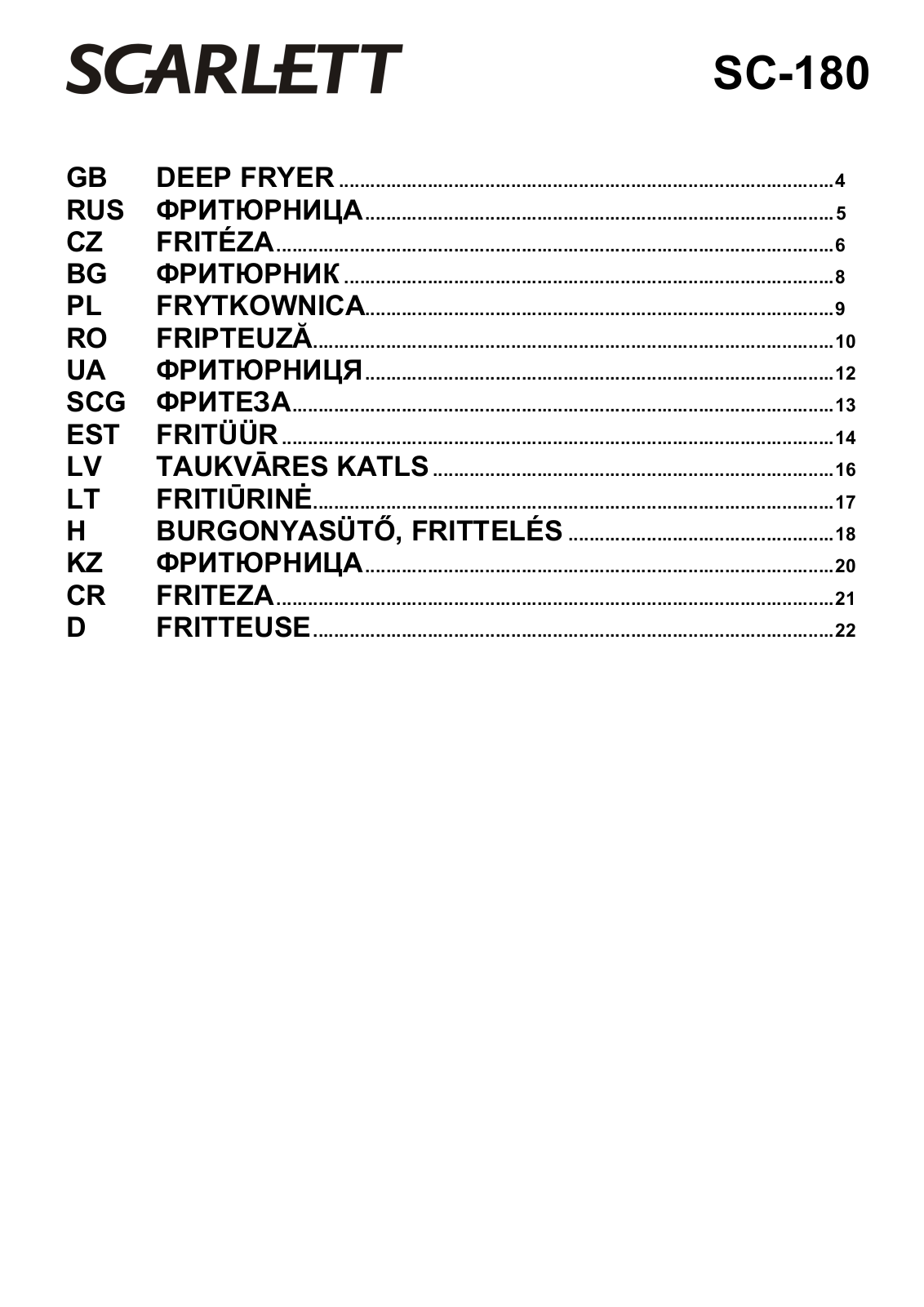 Scarlett SC-180 User Manual