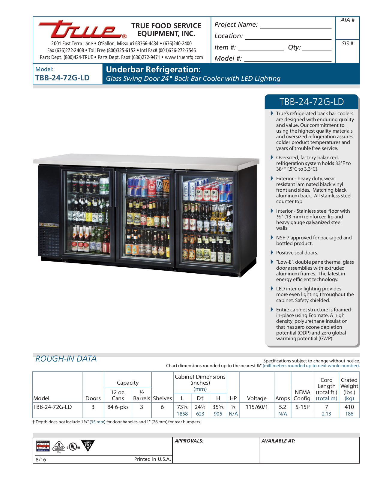 True TBB-24-72G-LD User Manual