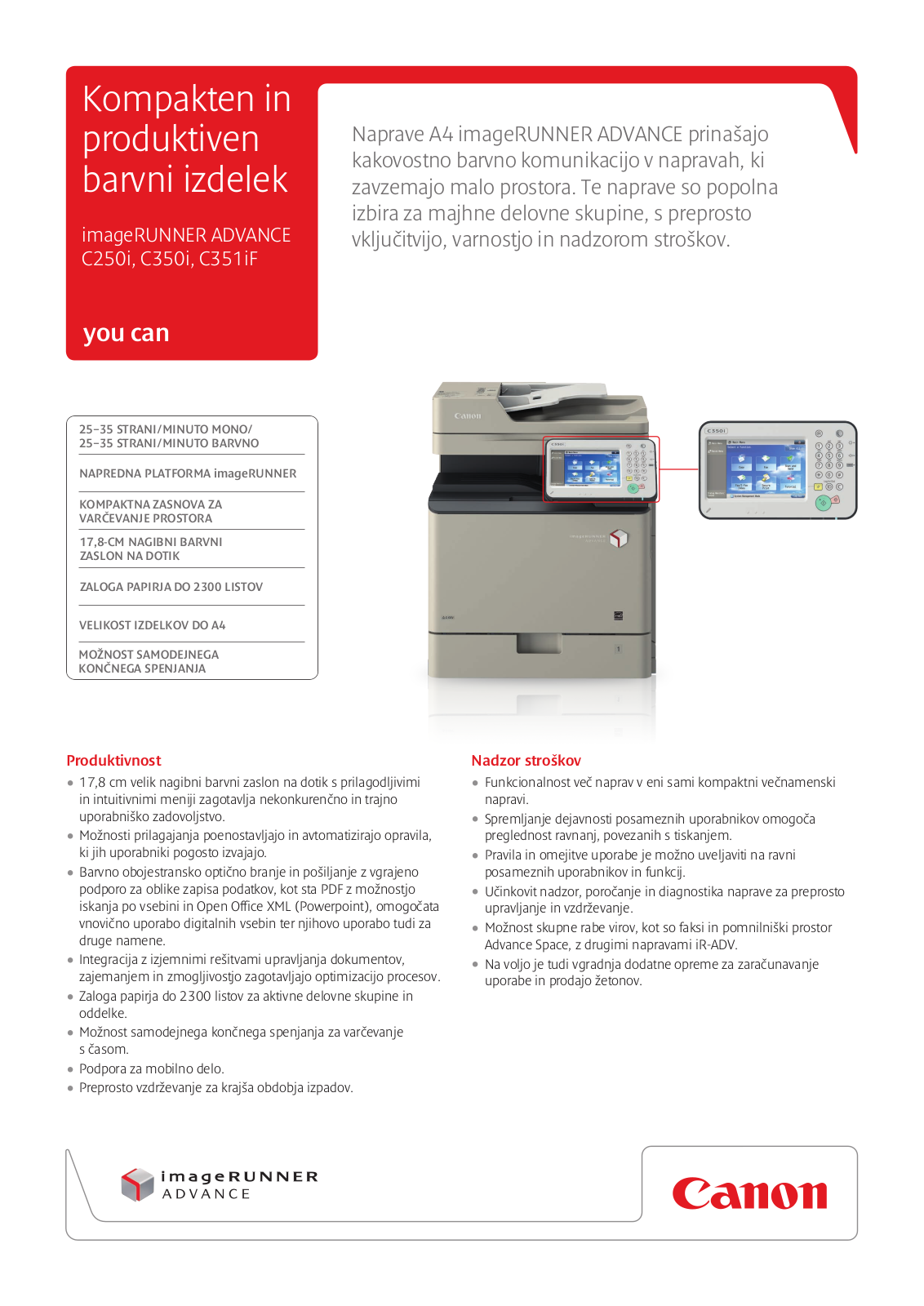 Canon imageRUNNER ADVANCE C250i, imageRUNNER ADVANCE C350i, imageRUNNER ADVANCE C351iF BROCHURE