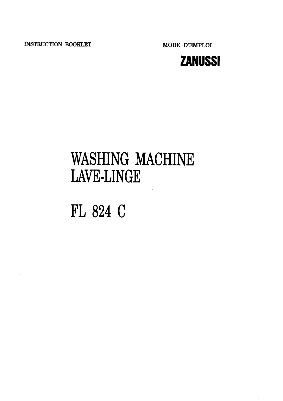 Zanussi FL824C User Manual