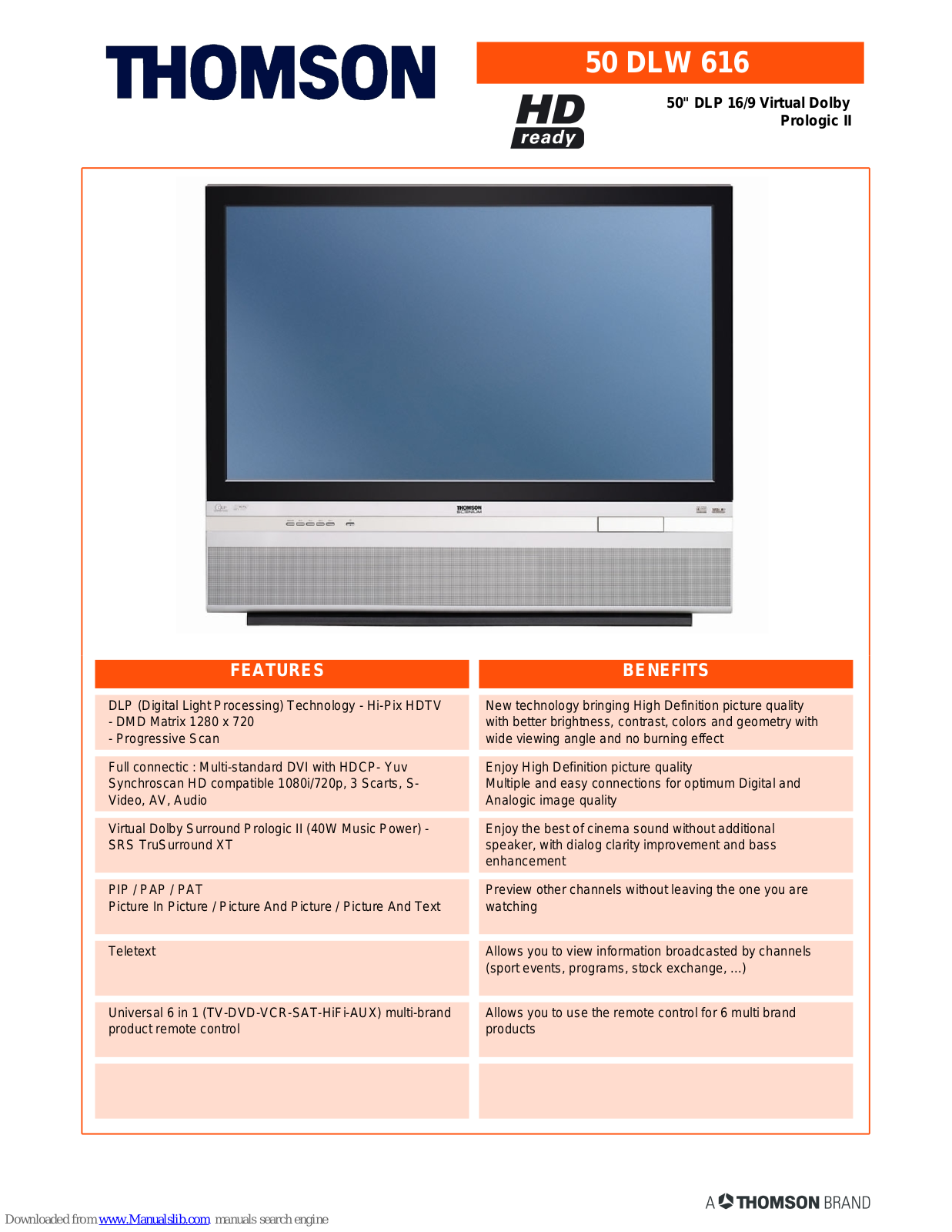 THOMSON DLW 616, 50 DLW 616 Specification
