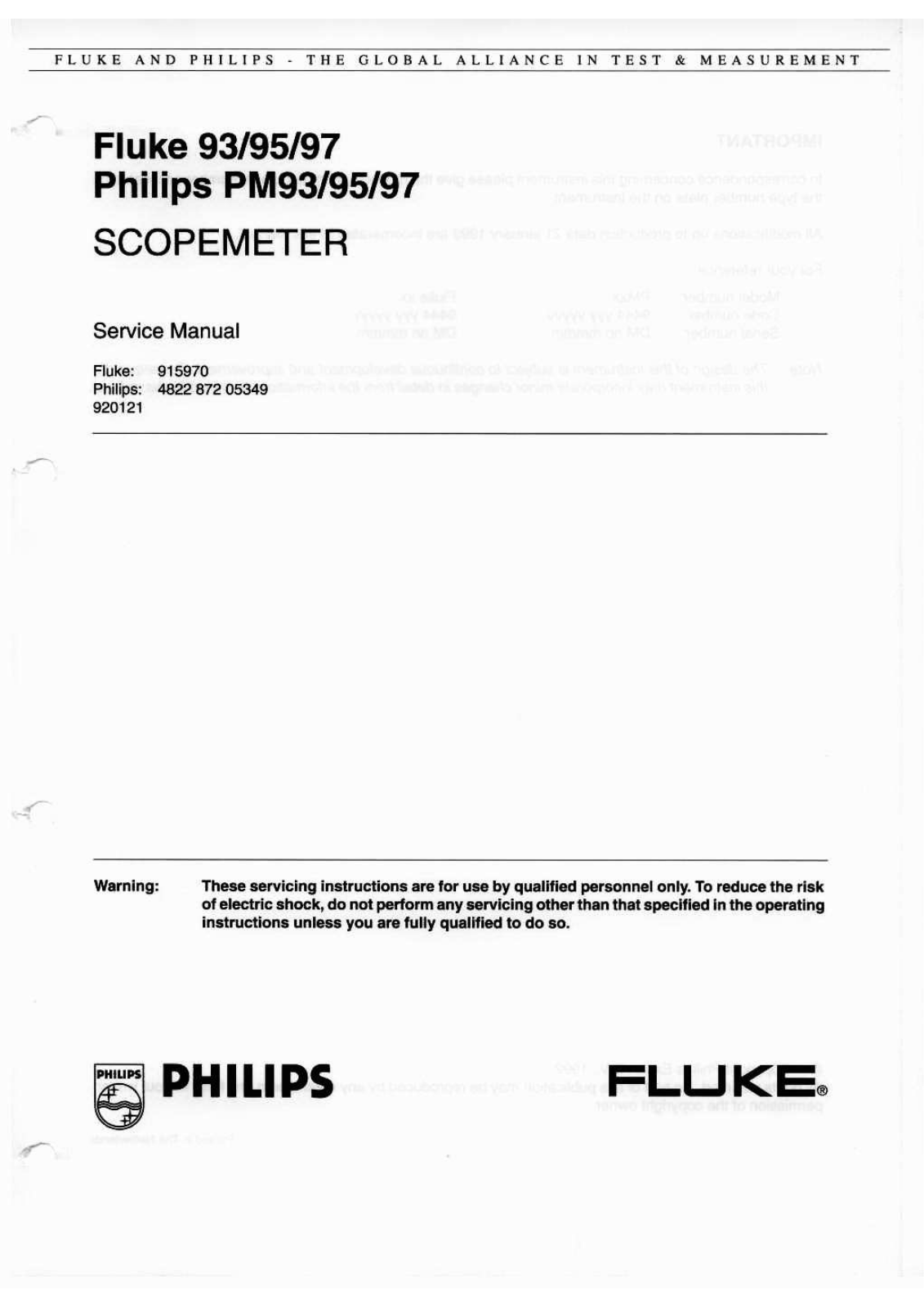 Fluke PM97, PM95, PM93 Service Manual