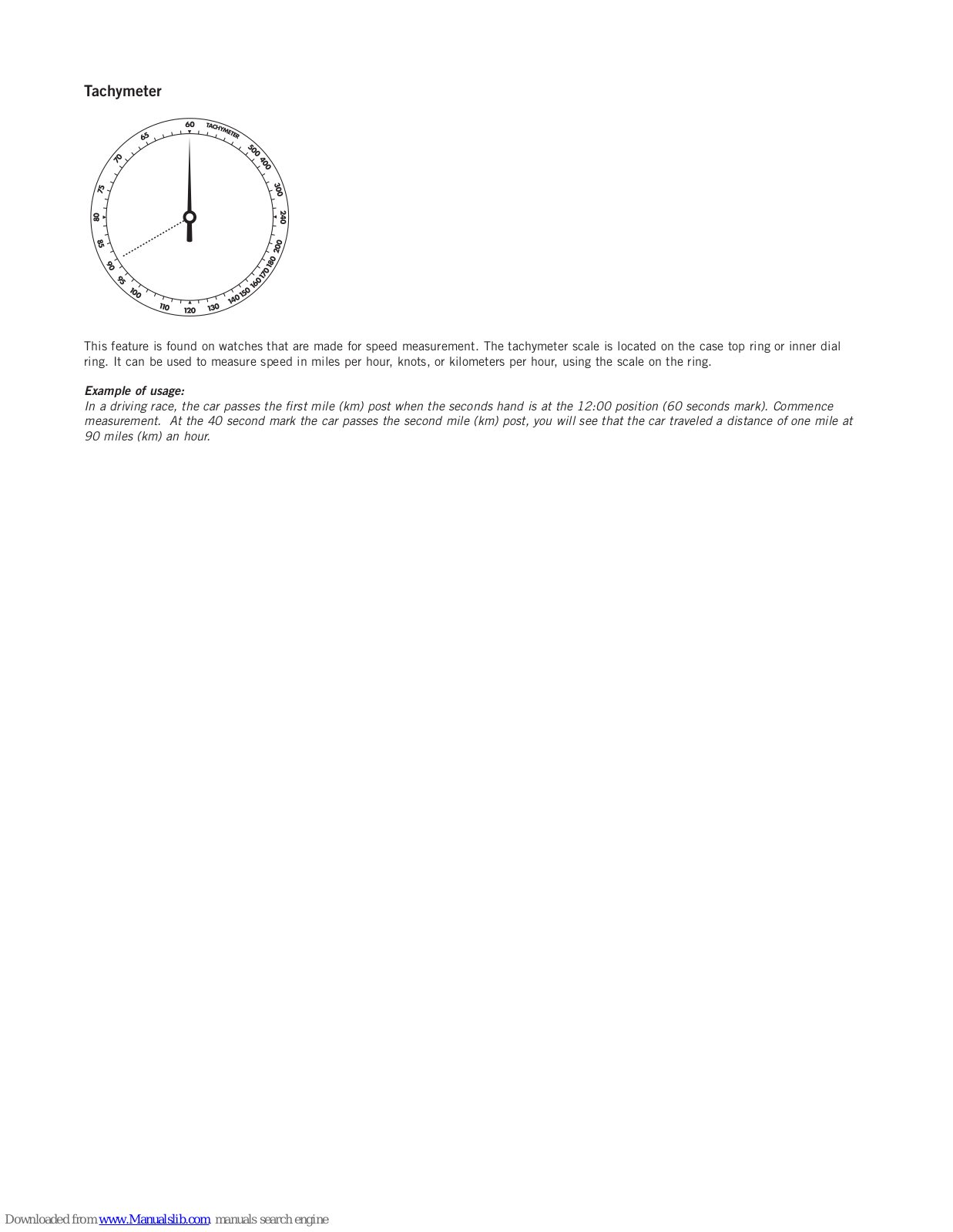 Fossil ANALOG TACHYMETER, TACHYMETER User Manual