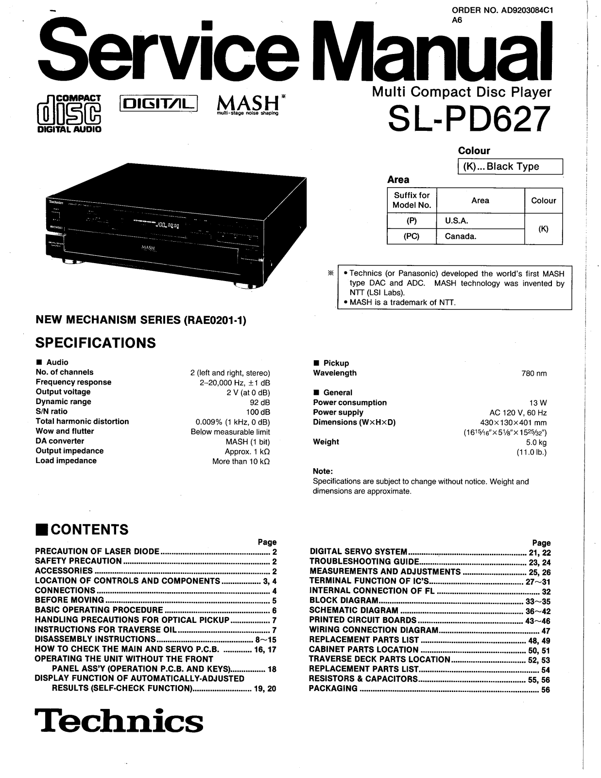 Technics SL-PD-627 Service Manual
