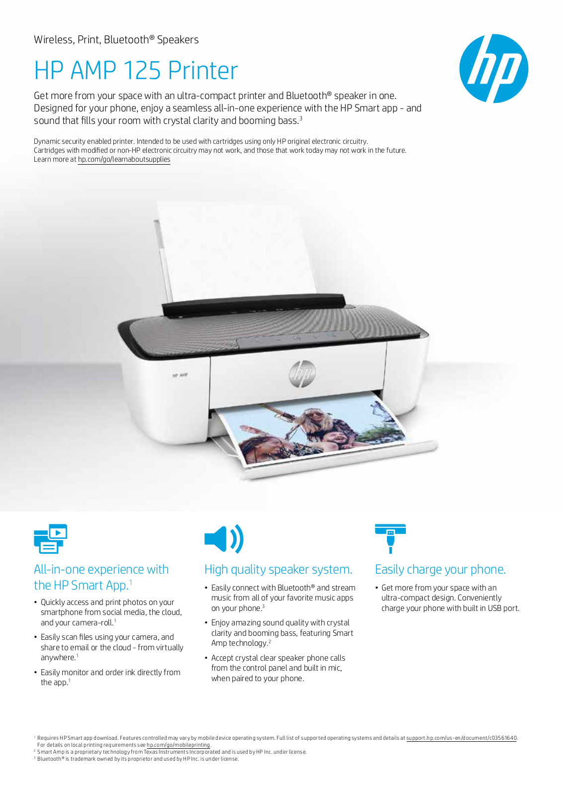 HP AMP 125 Printer Specifications