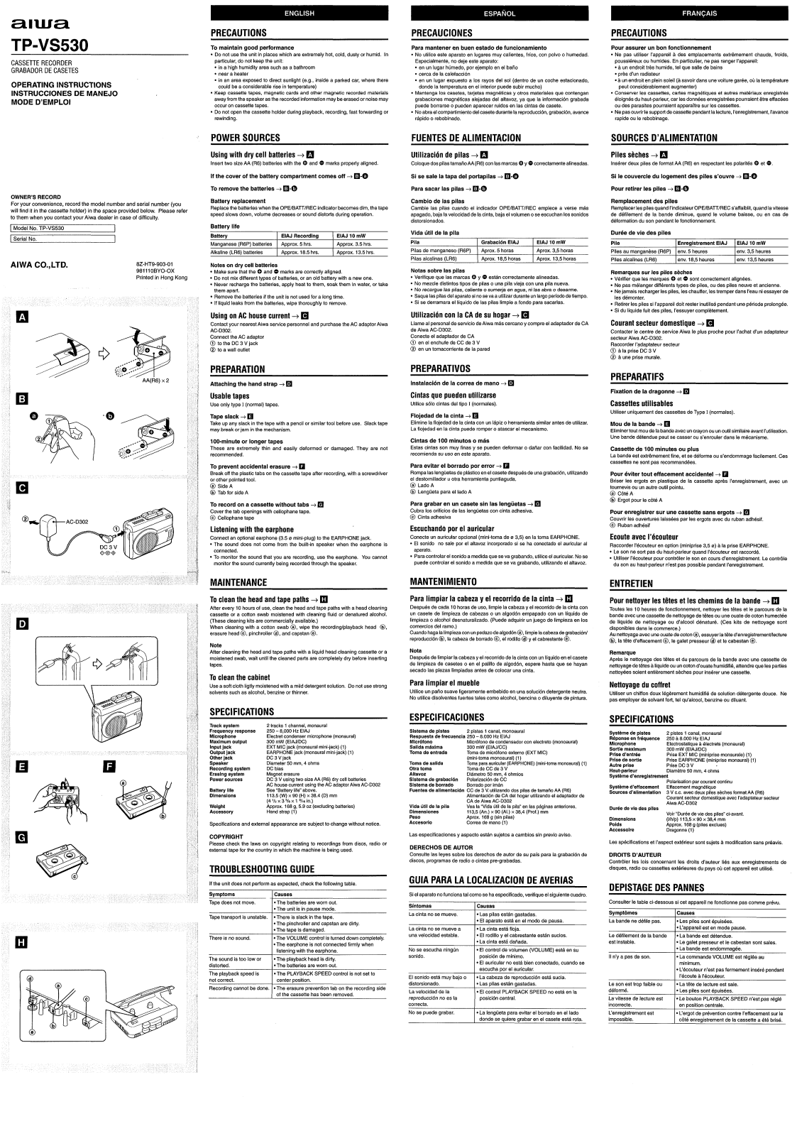 AIWA TP-VS530 Operating Instructions - ManualMachine.com