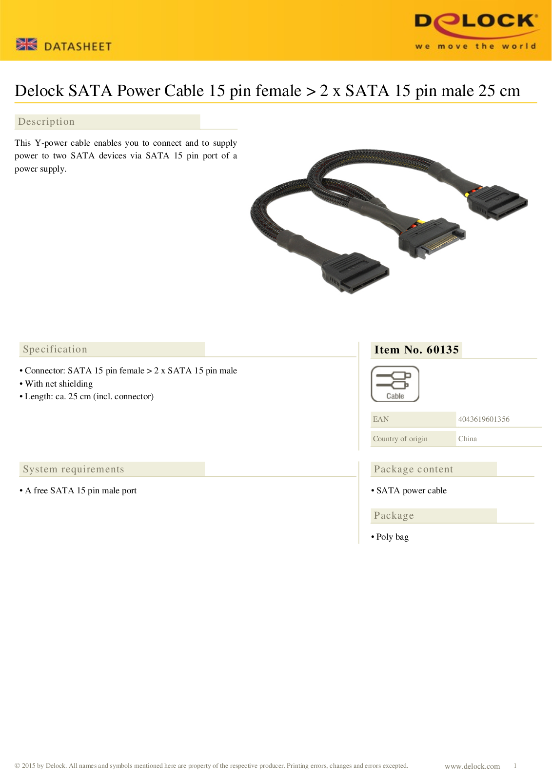 DELOCK 60135 Datasheet - ManualMachine.com