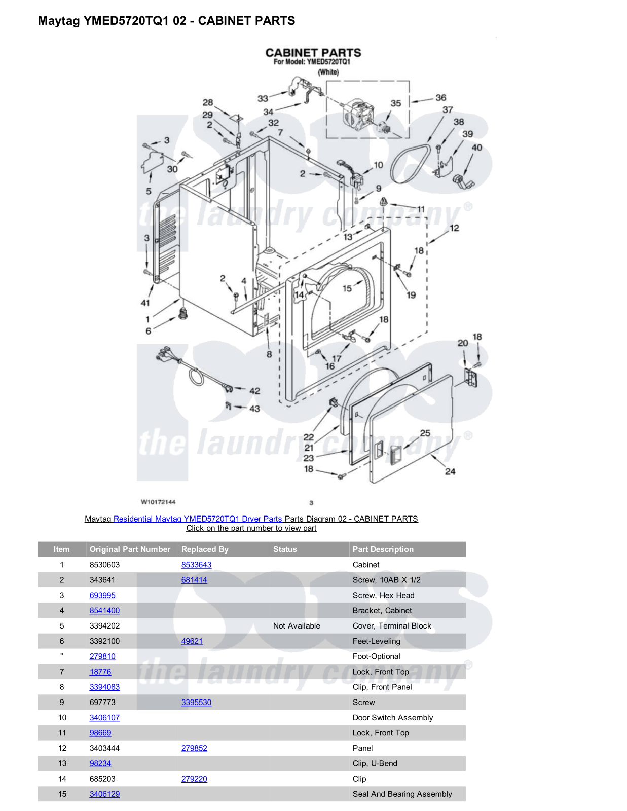 Maytag YMED5720TQ1 Parts Diagram