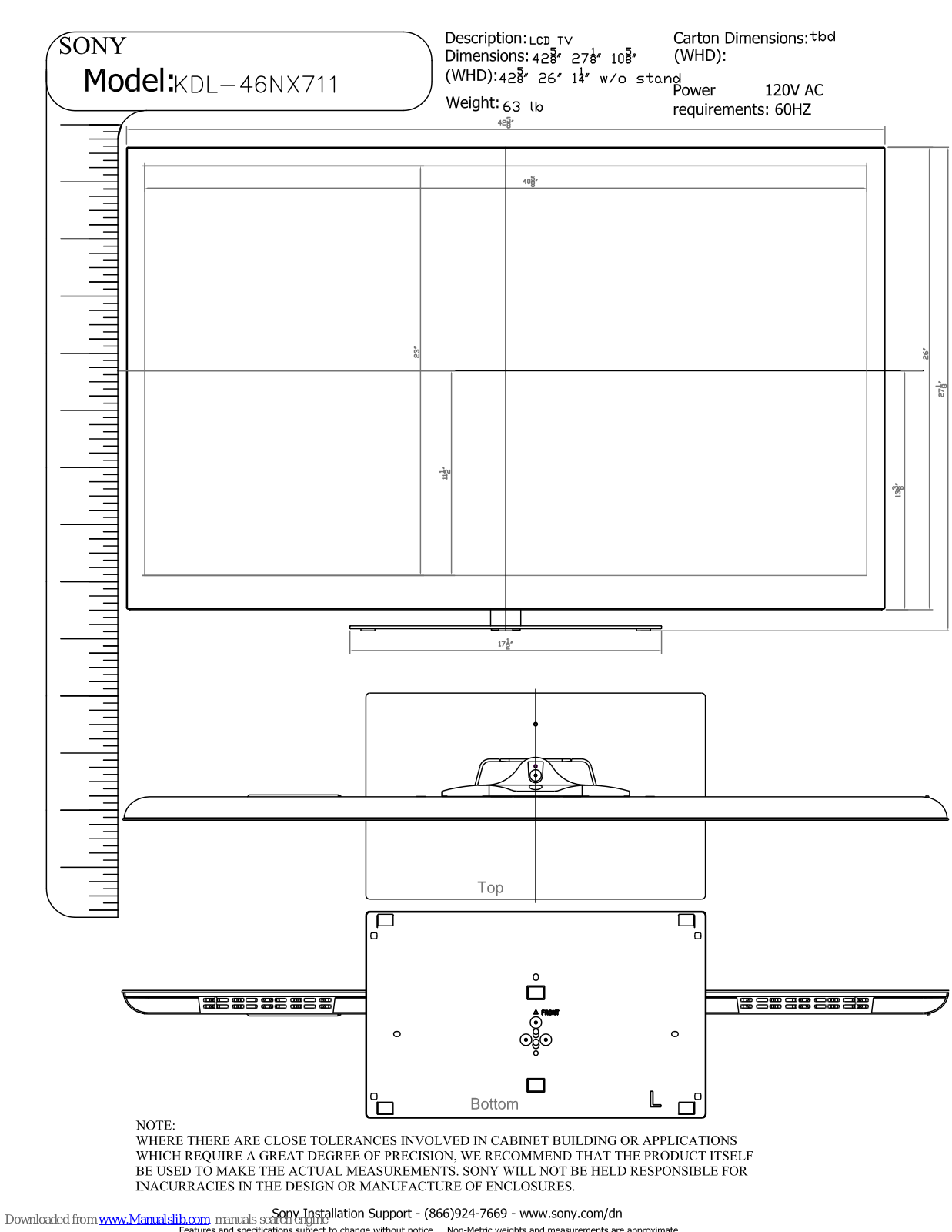 Sony KDL-46NX711 - 46