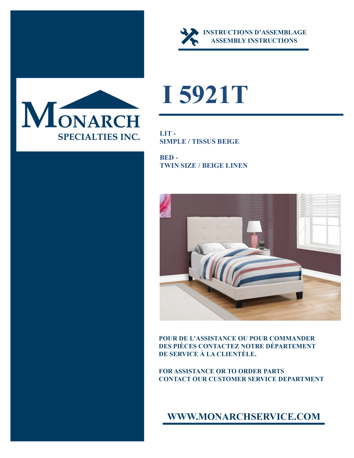 Monarch I5921T Assembly Guide