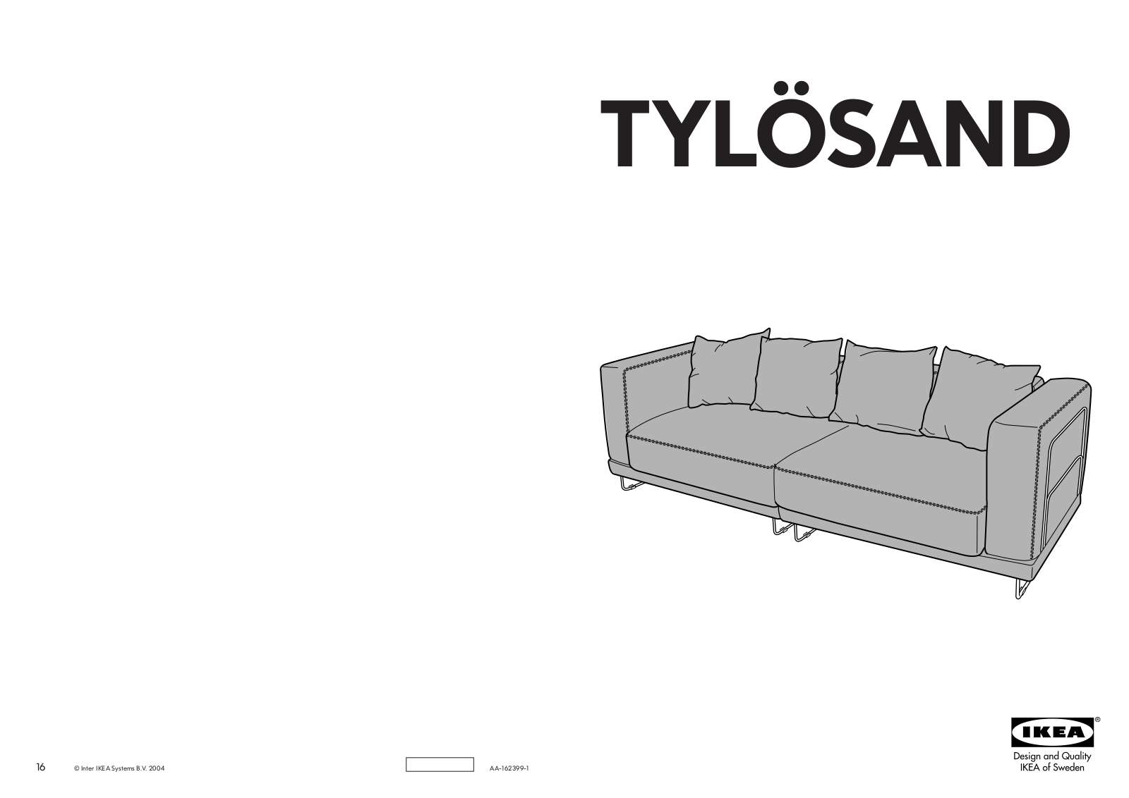 IKEA TYLÃSAND SOFA COVER Assembly Instruction