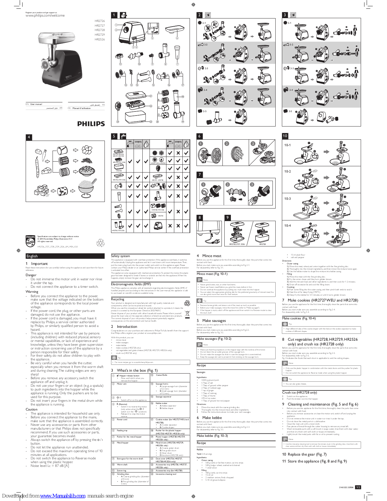 Philips HR2726, HR22526, HR2727, HR2728, HR2729 User Manual