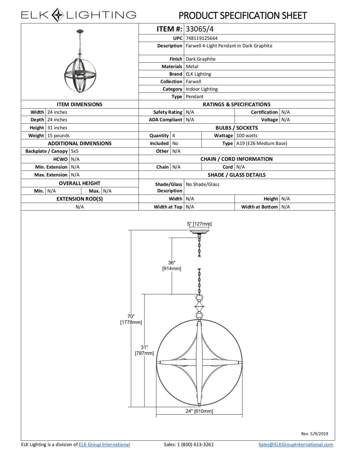 ELK Lighting 330654 Specifications - ManualMachine.com
