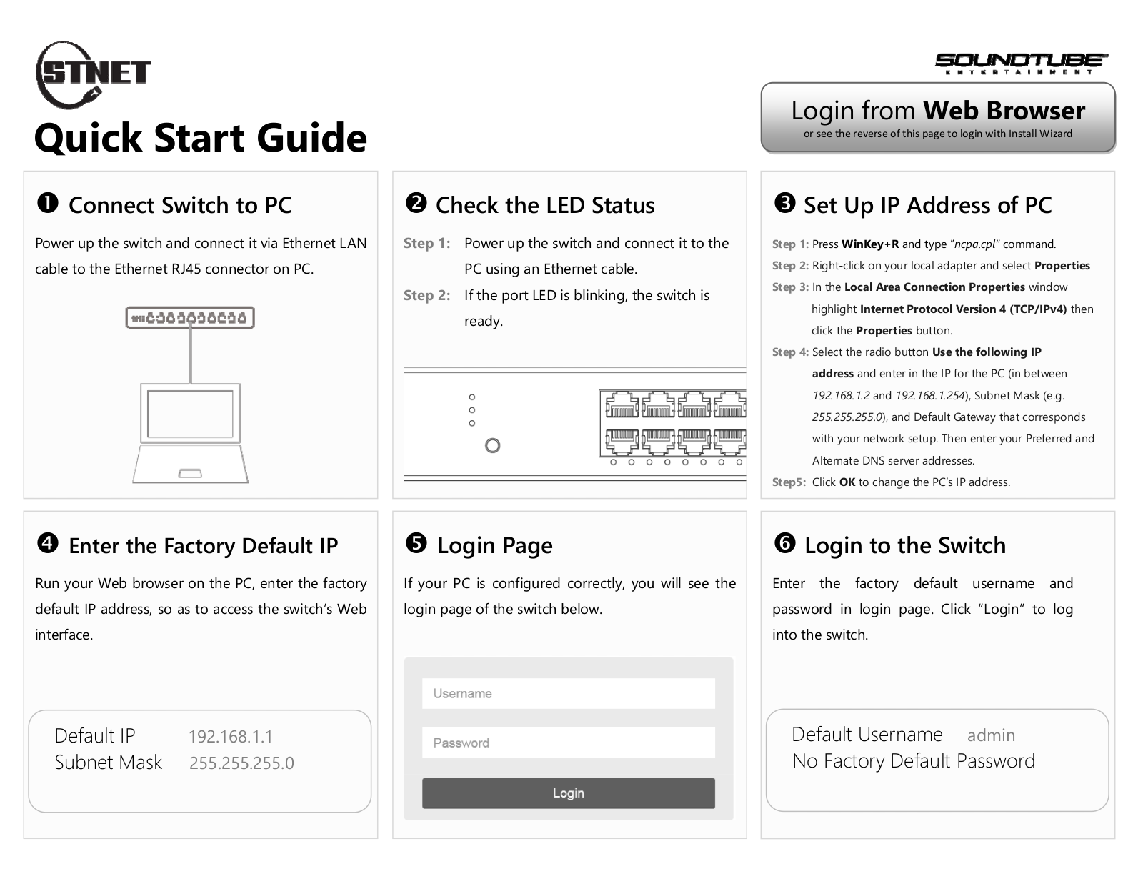 SoundTube STNet Switch II Quick Start Manual