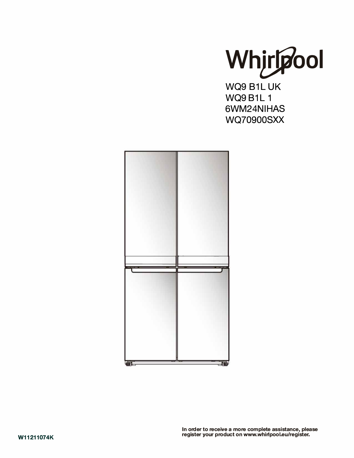 WHIRLPOOL WQ9 B1L UK User Manual