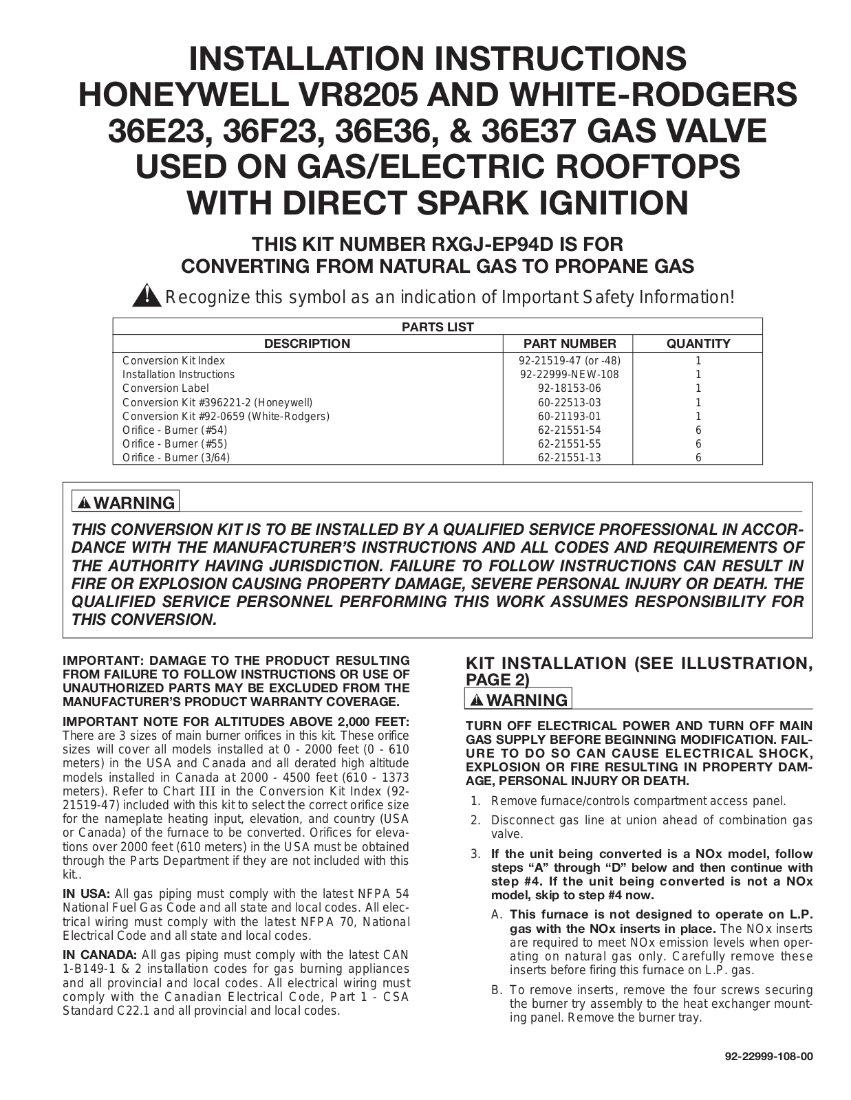 White-rodgers 36E36 User Manual