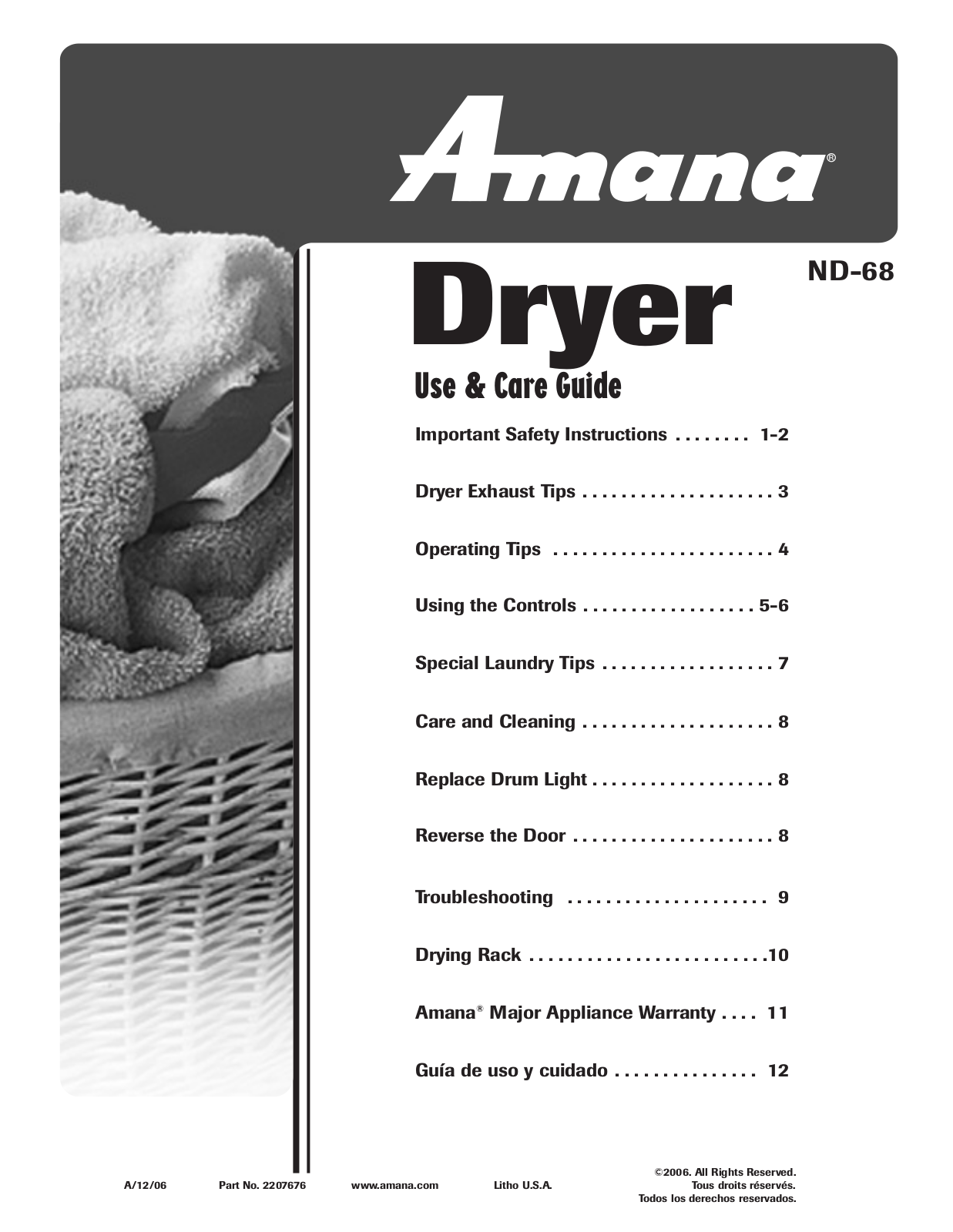 Amana ND-68 User Manual