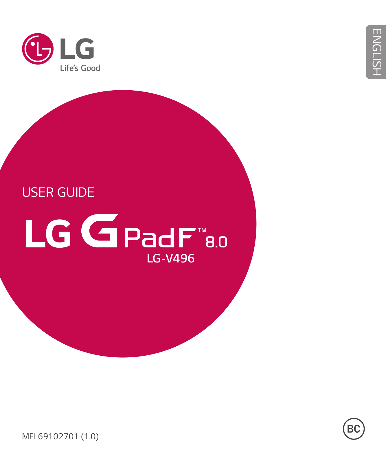 LG G-Pad F 8.0, V496 Instruction Manual