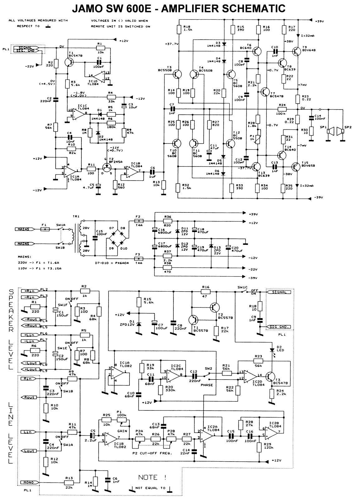 Jamo SW600E Schematic