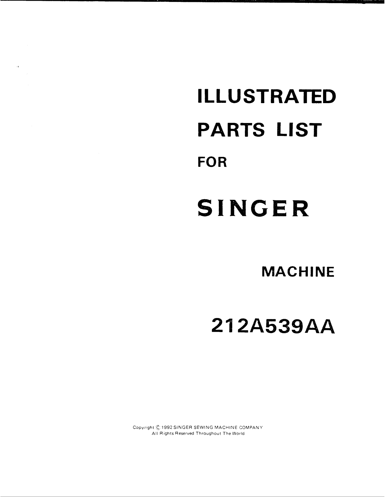 Singer 212A539AA User Manual