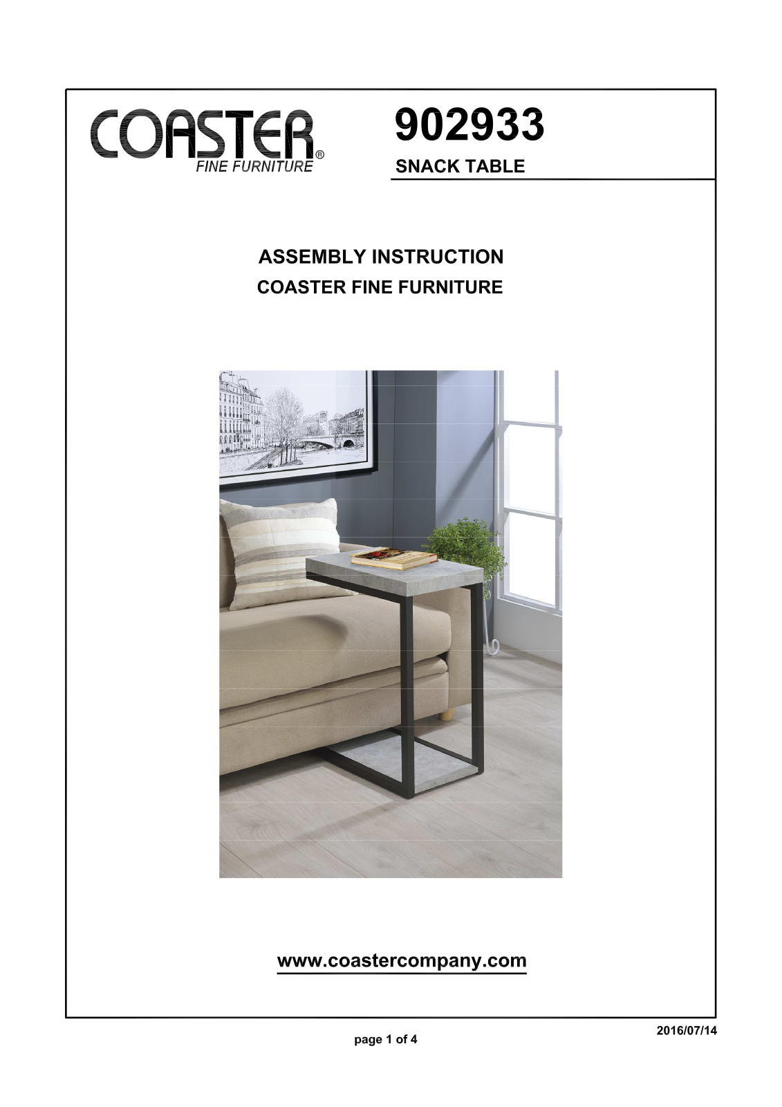 Coaster 902933 Assembly Guide