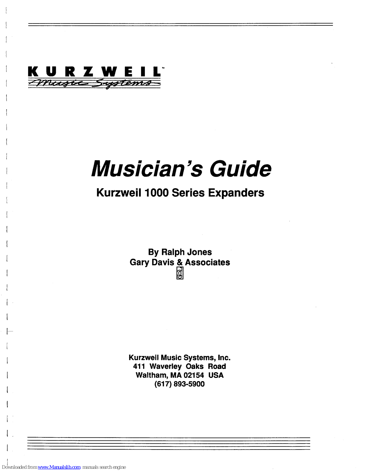 Kurzweil K1000, K1000EMG, 1000 Series, 1000 PX, 1000 SX User Manual