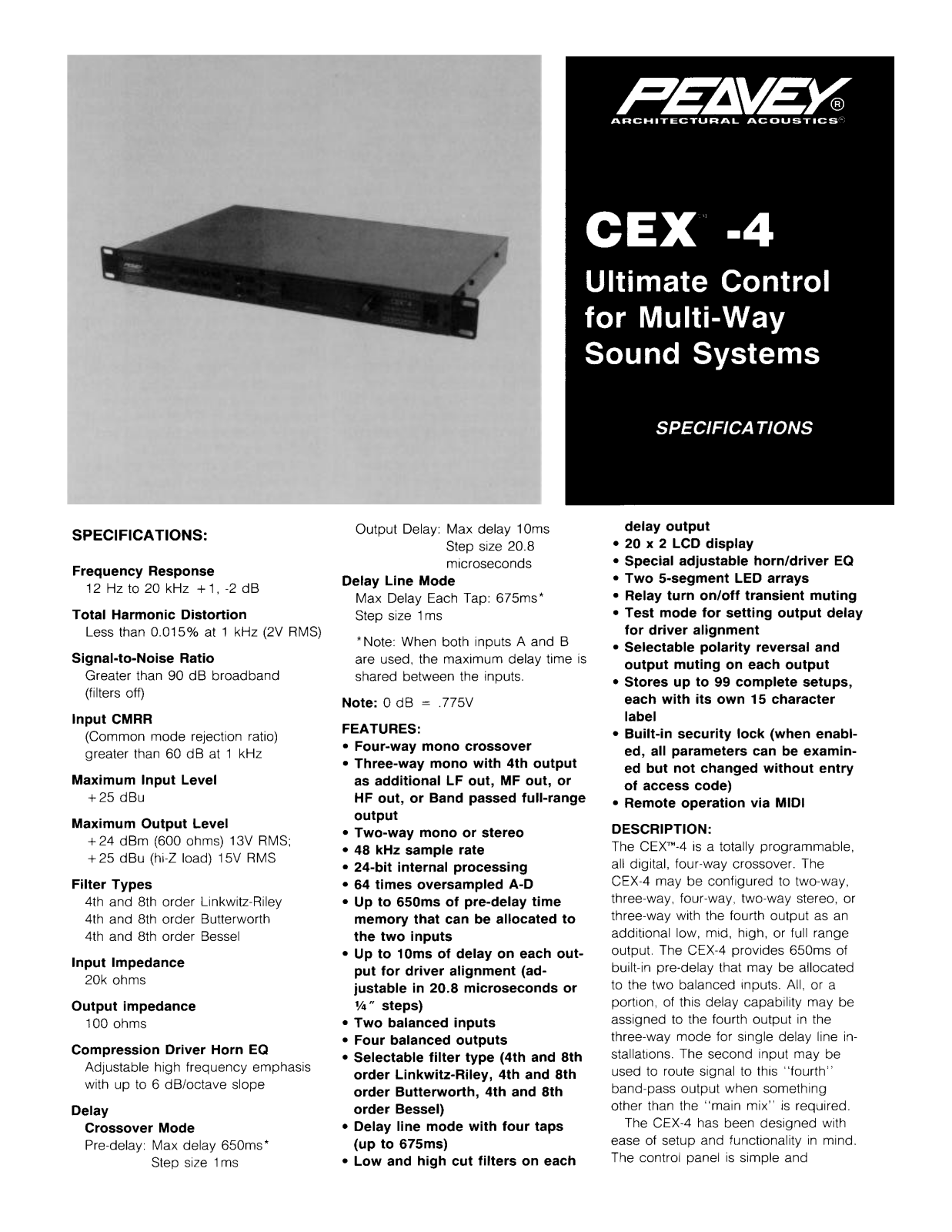 Peavey CEX-4 Specifications