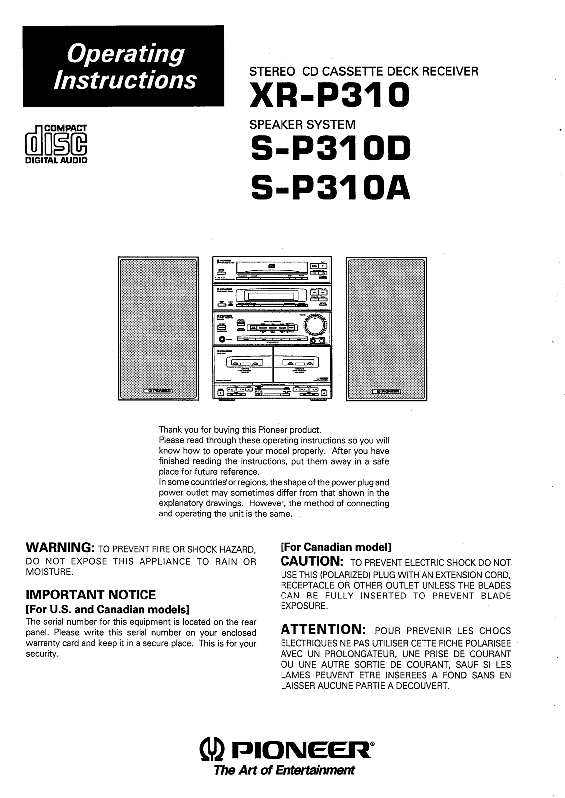 Pioneer S-P310A, S-P310D Manual