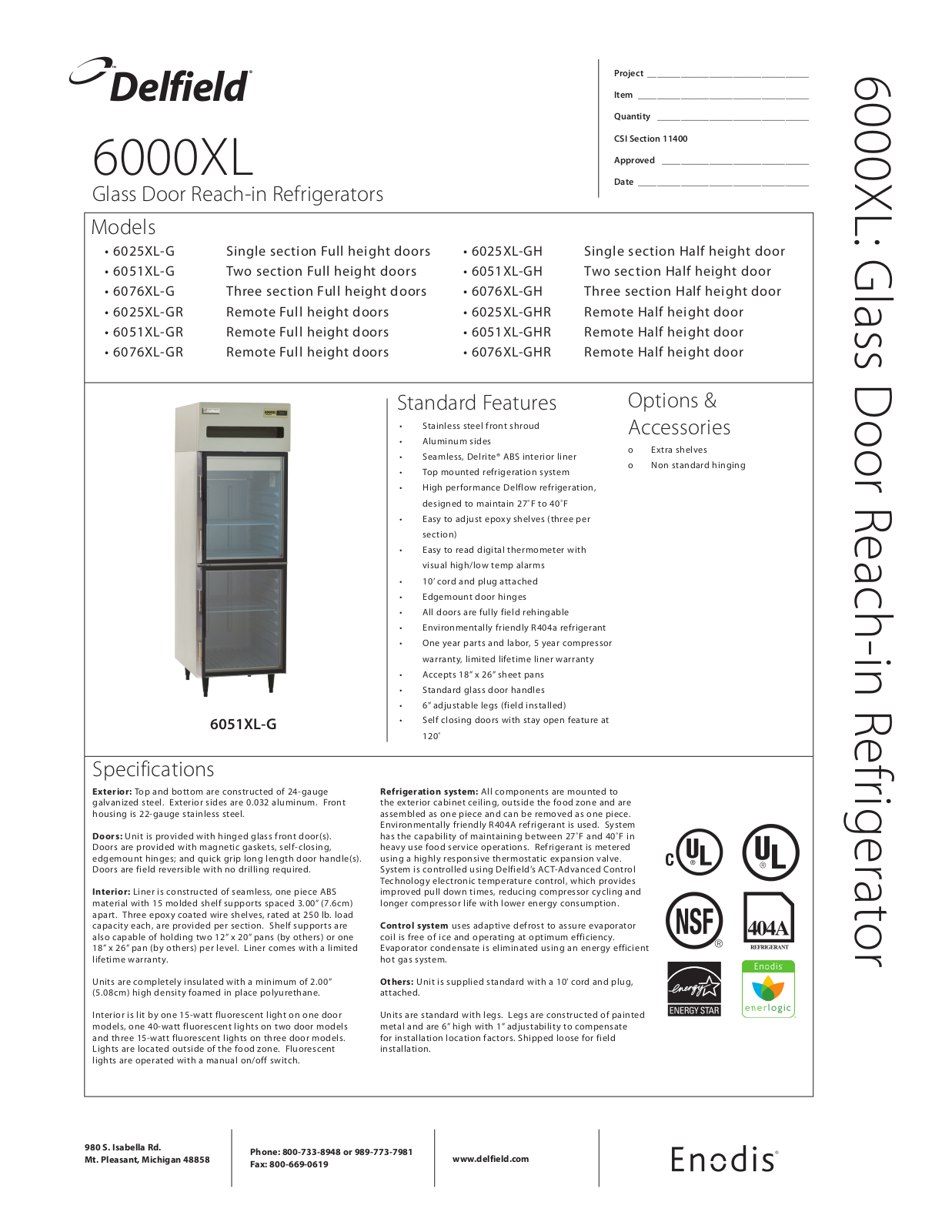 Delfield 6000XLG User Manual