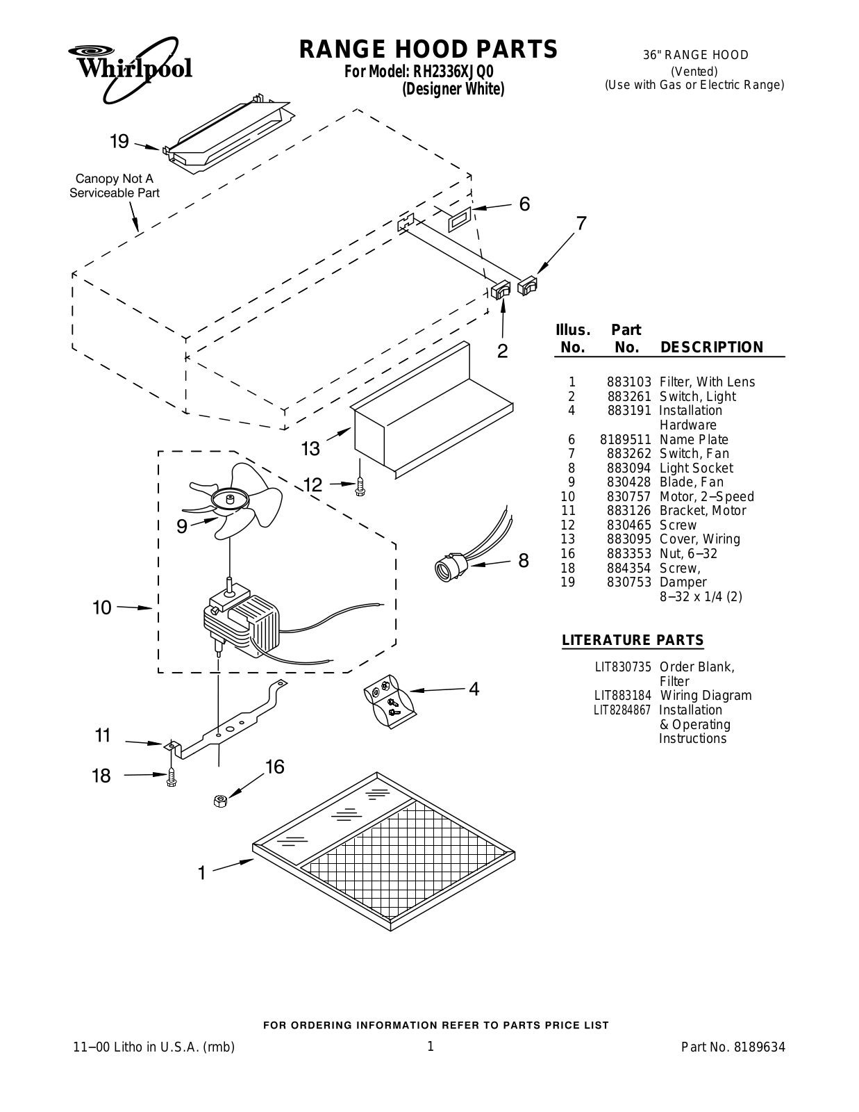 Whirlpool RH2336XJQ0 User Manual