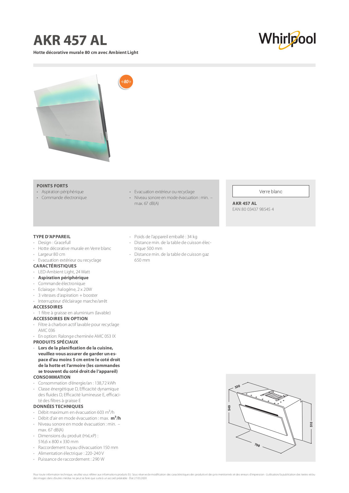 Whirlpool AKR 457 AL Product information