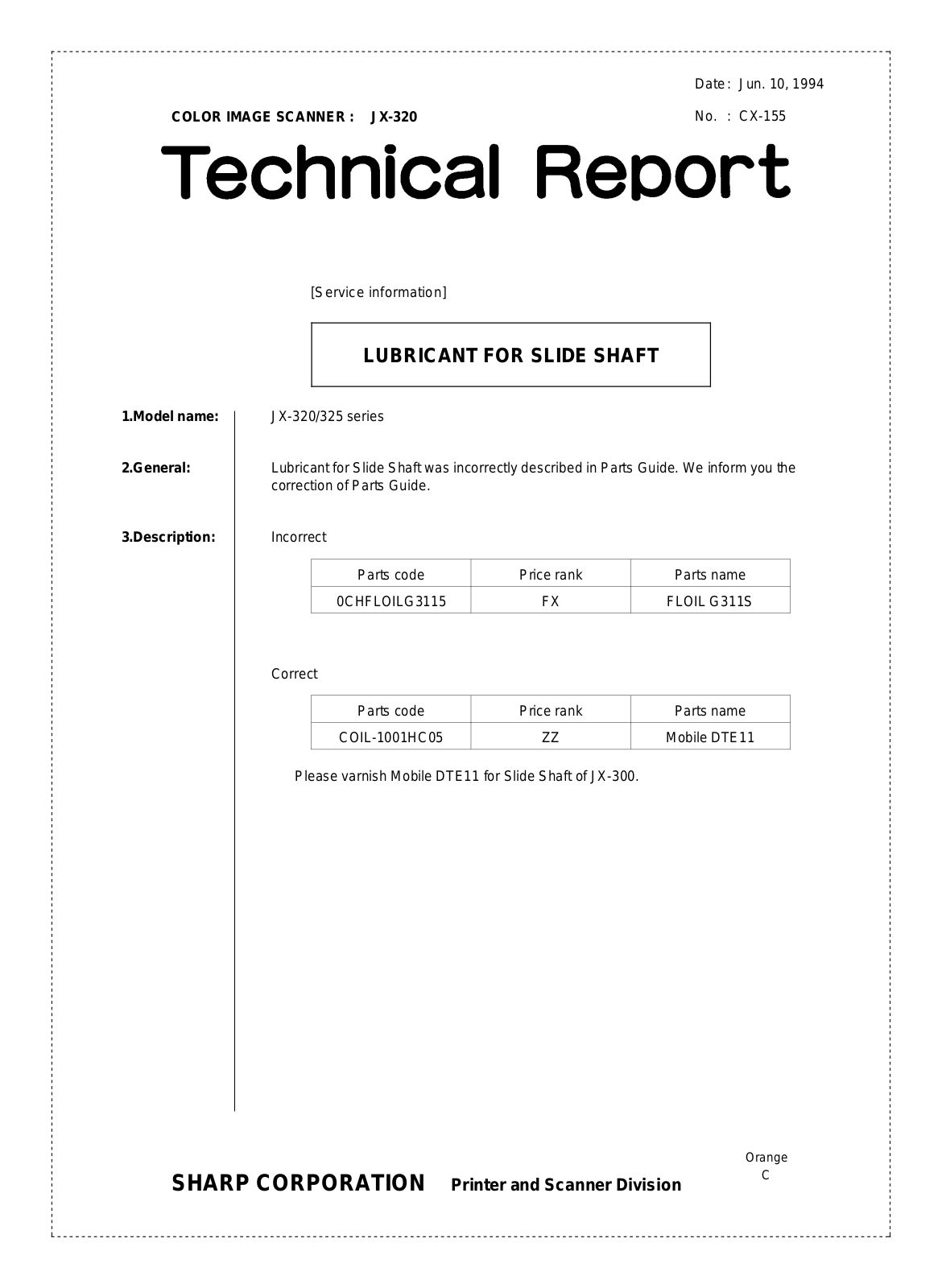 SHARP CX155 Technical Report