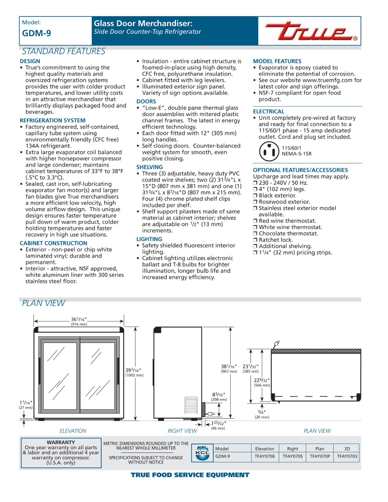 True Manufacturing GDM-9 General Manual - ManualMachine.com