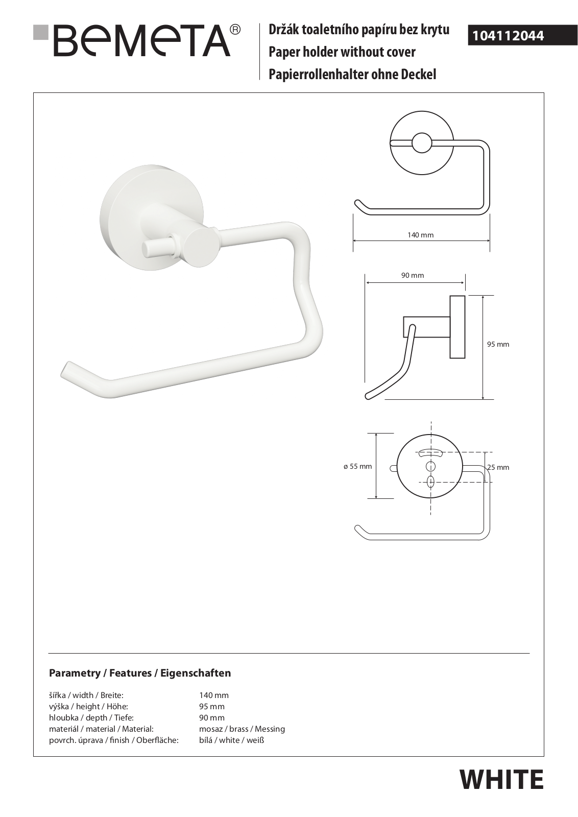 Bemeta White 104112044 User guide