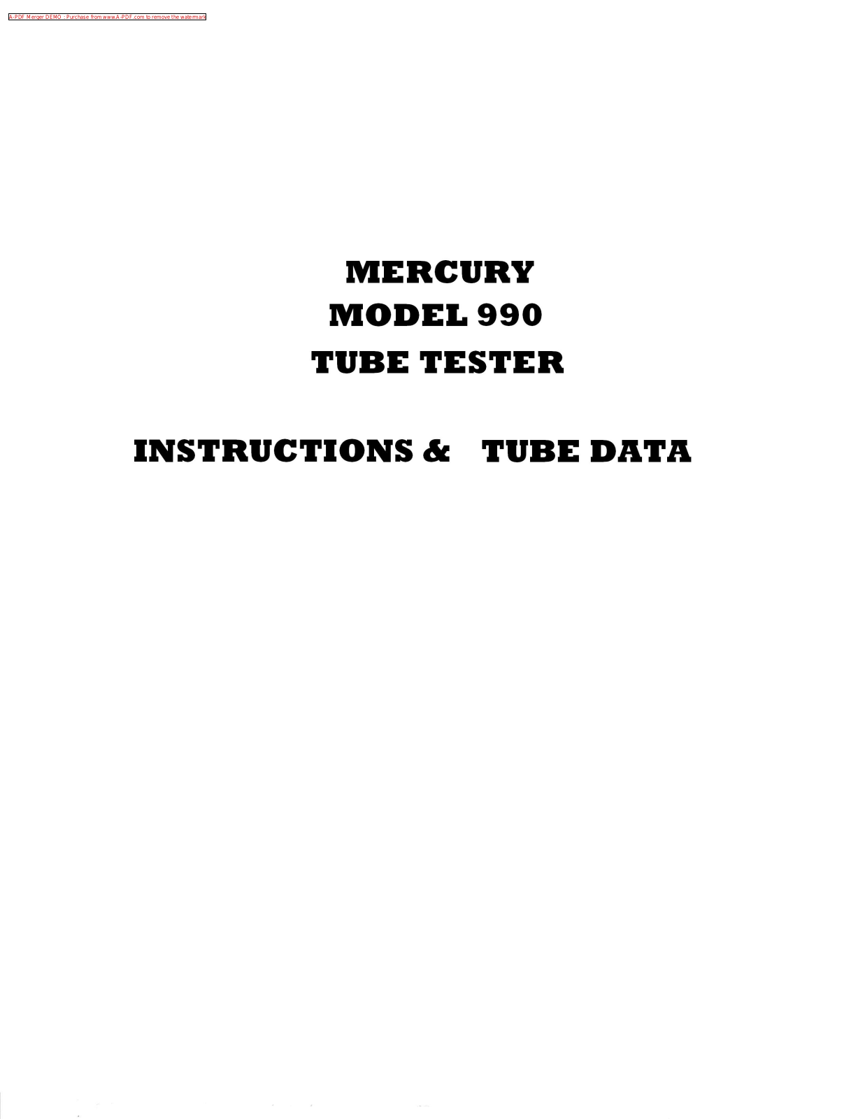 Mercury 990 tube Service Manual