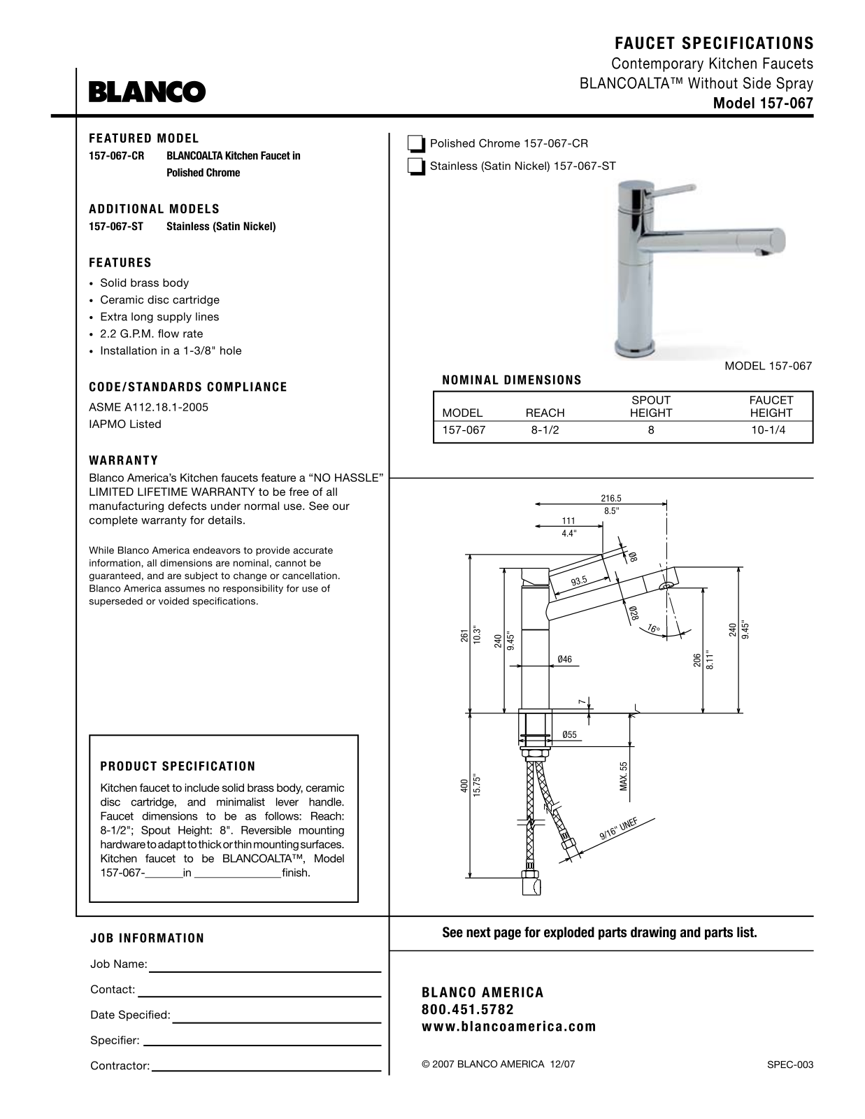 Blanco 157-067 User Manual