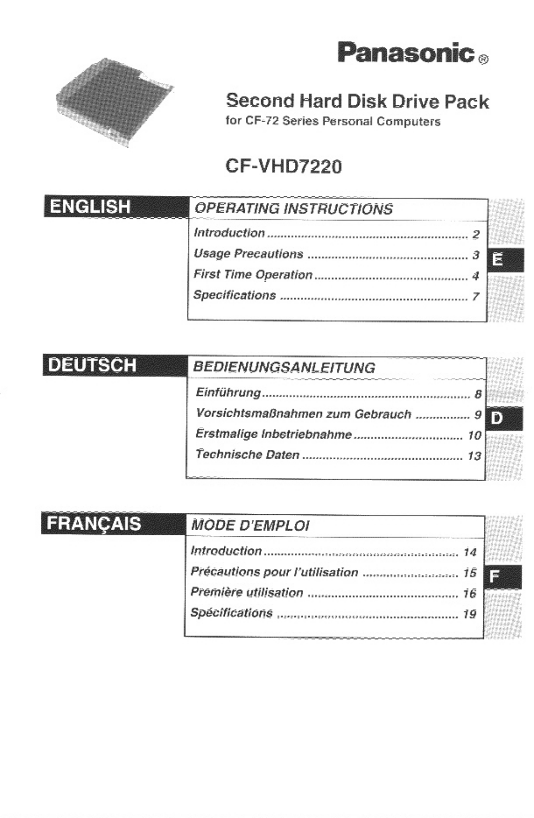 Panasonic CF-VHD7220W User Manual