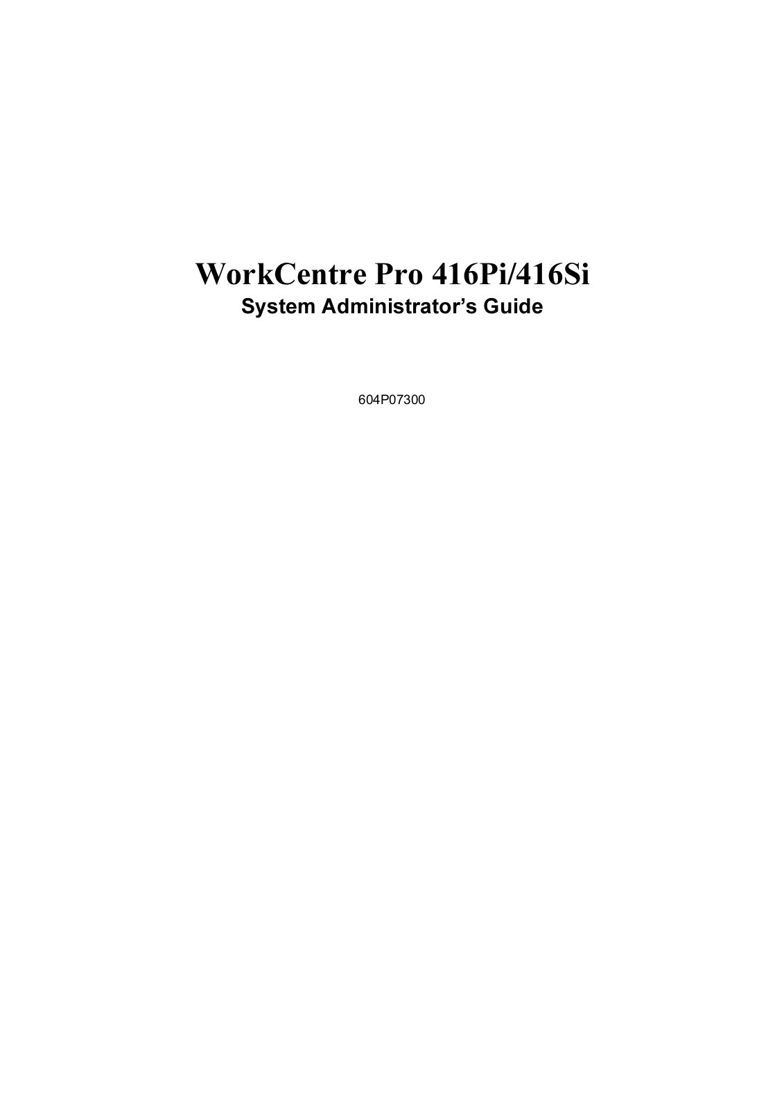 Xerox WORKCENTRE PRO 416DE, WORKCENTRE PRO 416 DC, WORKCENTRE PRO 416 User Manual