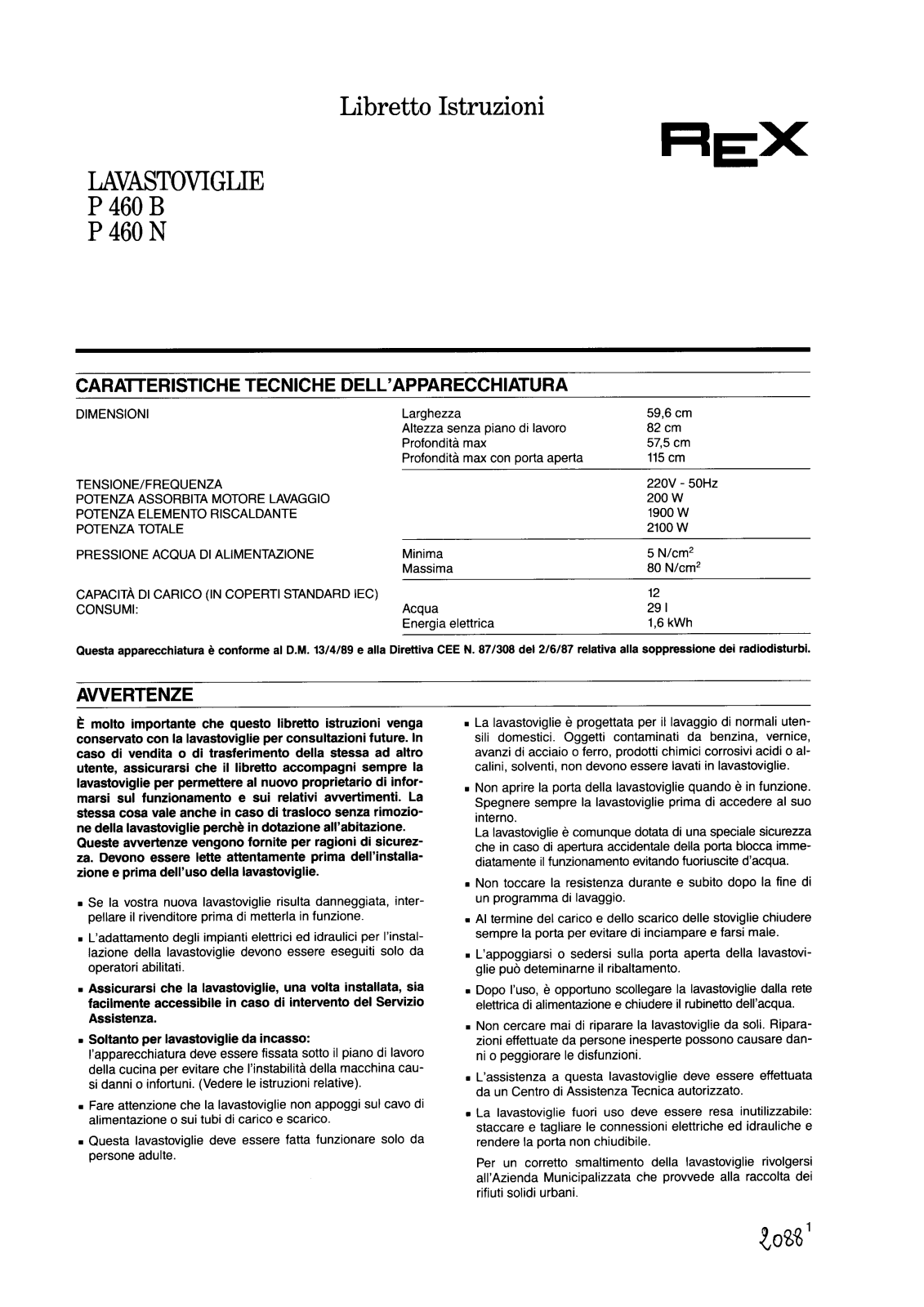 Rex P460B, P460N User Manual