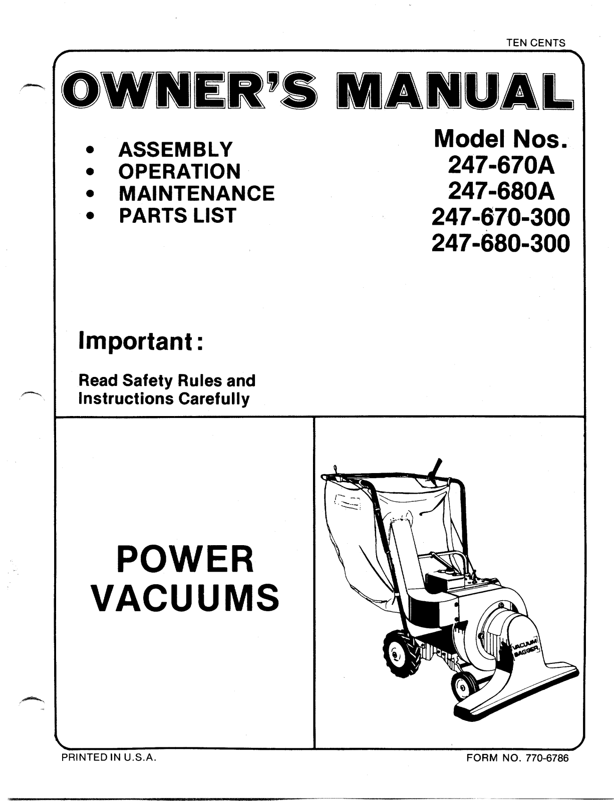 MTD 247-680A, 247-670A, 247-670-300 User Manual