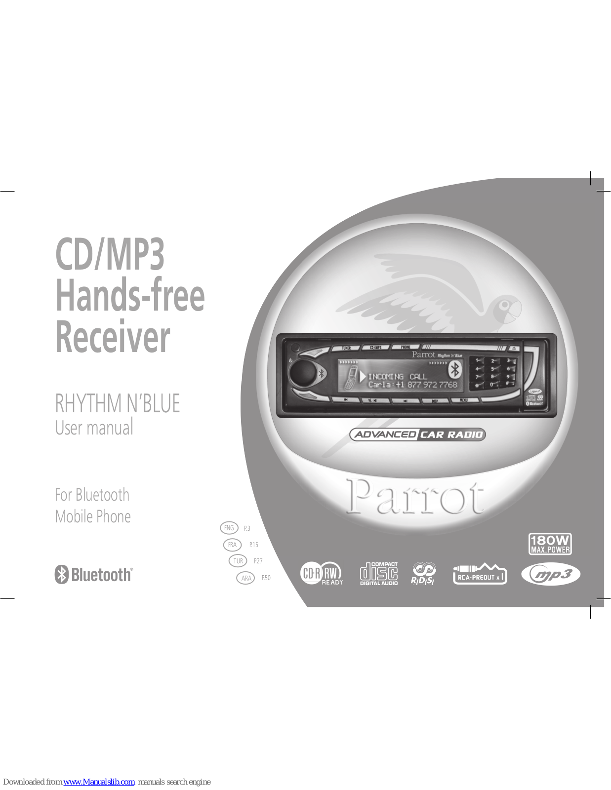 Parrot CD/MP3 Hands-free Receiver RHYTHM N' BLUE, Rhythm n'Blue User Manual